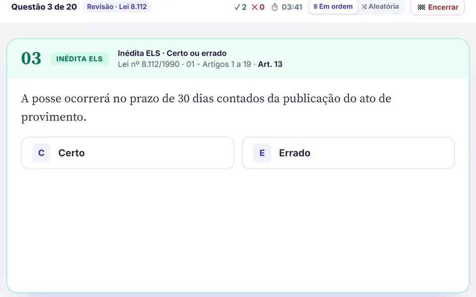 Questão ligada ao artigo da lei